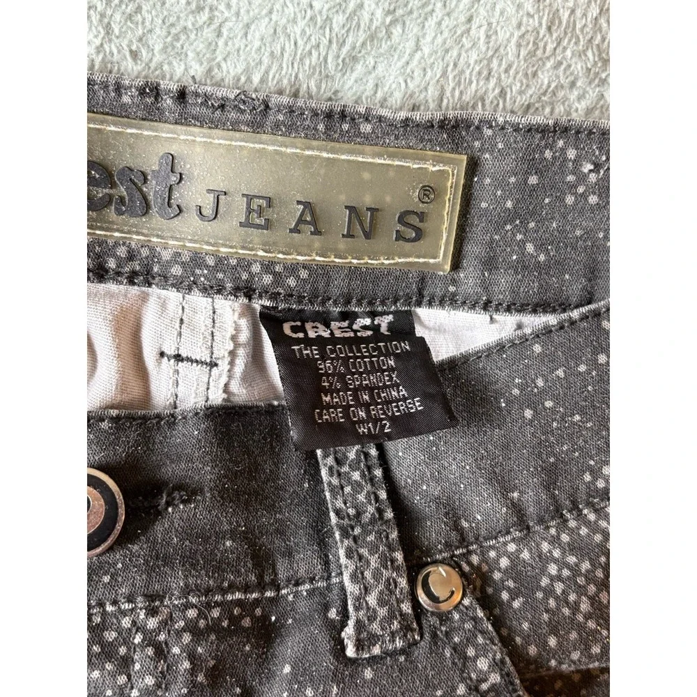 Y2K Vintage 90s‎ Rare CREST Jeans Gray City Artist Skyline Flare Women Sz 1/2